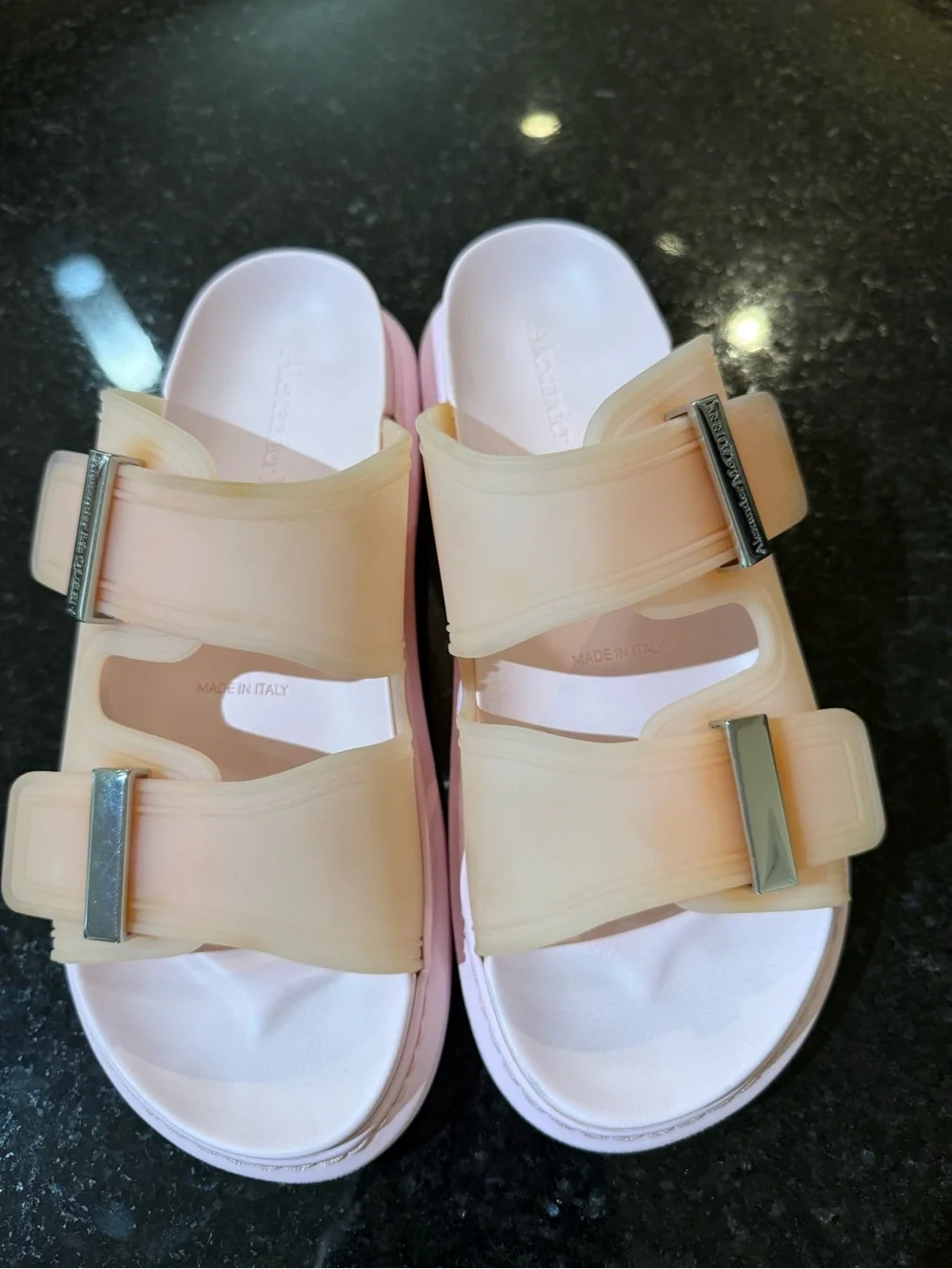 Alexander McQueen Peach to Pink Ombre Jelly Slide Sandals